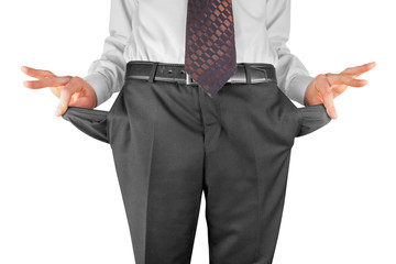 bankrupt showing empty pockets