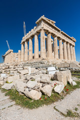 Obraz premium The southern side of the Parthenon being restored, Athens Greece