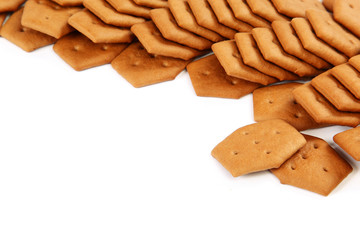 Cracker biscuits isolated on a white background.