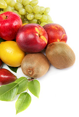 Fresh fruits. Set of different fresh fruits.