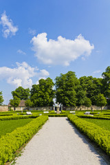 The view of the park near castle Cerveny kamen