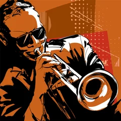 Tuinposter Jazz trompettist © Isaxar