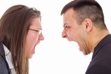 young couple fighting and yelling on each other