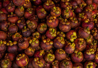 Fresh organic mangosteen Thai fruit in market from thailand.
