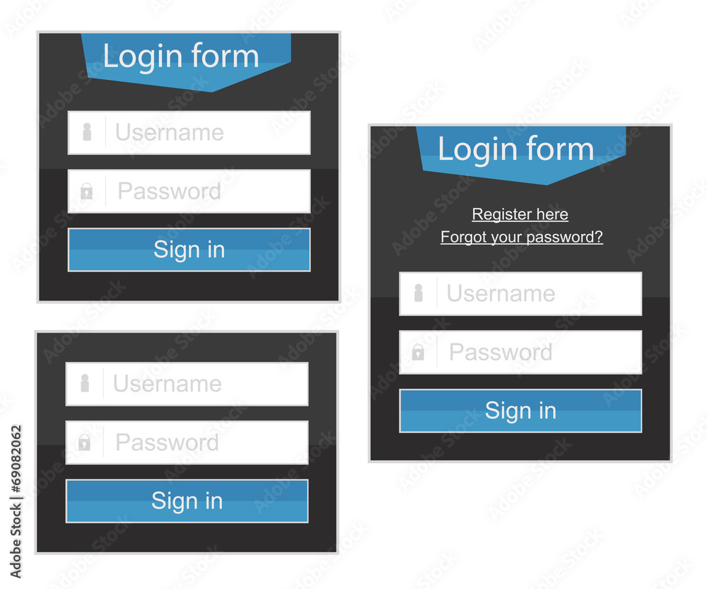 Poster login form in simple and complex variants