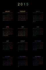 Calendar Illustration for the year of 2015