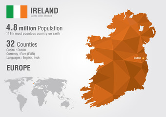 Ireland world map with a pixel diamond texture.