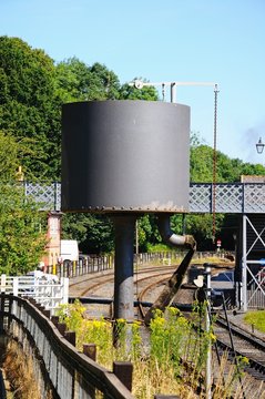 Water tower at the side of the railway line, Highley.