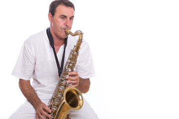 Naklejka premium musician with saxophone