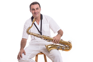 Fototapeta premium musician with saxophone