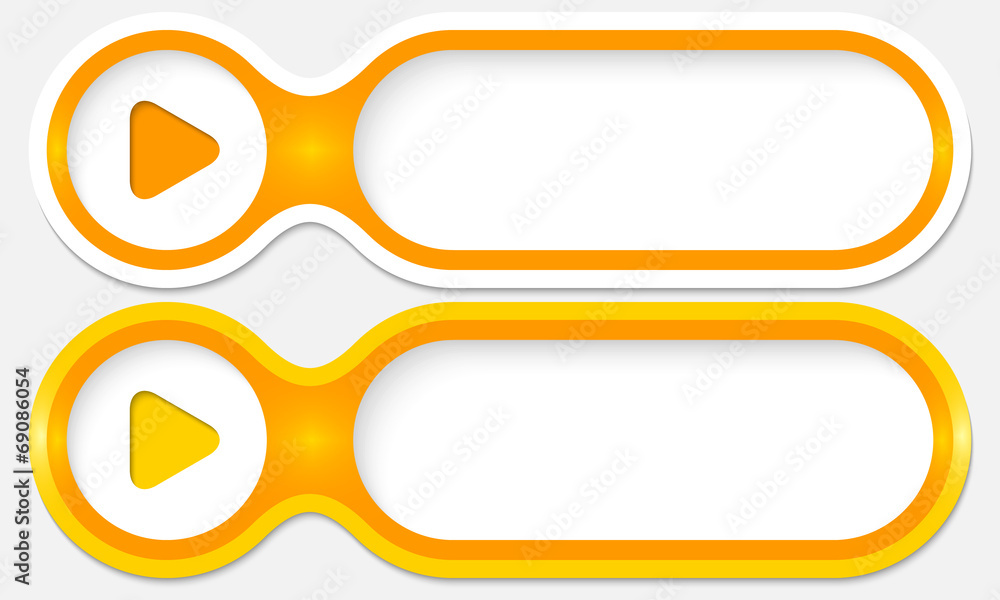 Poster two buttons for entering text with play symbol