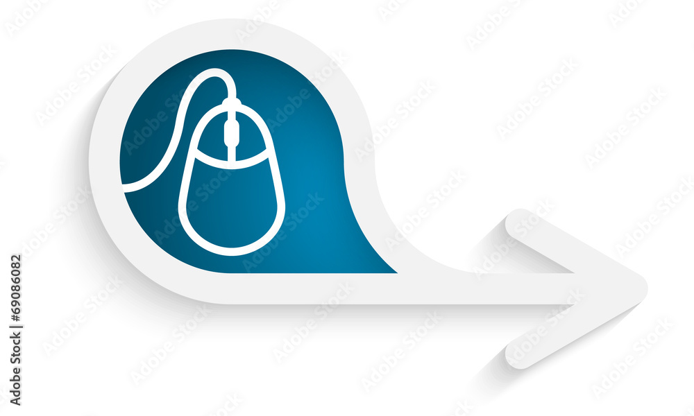 Fototapete gray box for text with arrow and mouse icon