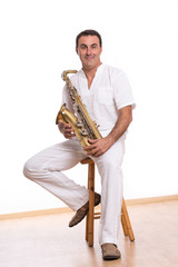Fototapeta premium musician with saxophone
