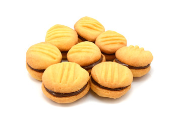 Yo-yo biscuits filled with chocolate