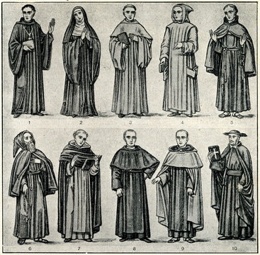 Monks:1,2OSB,3OCist,4O.Cart,5OFM,6OSFC,7OP,8OSA,9Carmel,10SJ