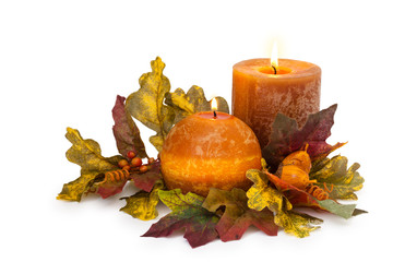 Autumn arrangement with candle