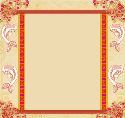 japanese koi vintage frame