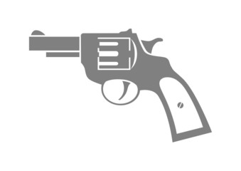 Grey revolver icon on white background