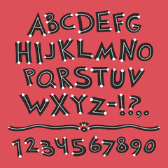 Cartoon Retro Font with Dots on Red Background