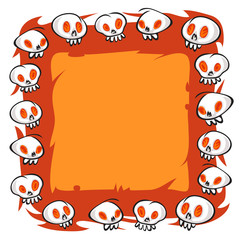 Cartoon Skulls Square Frame on White Background