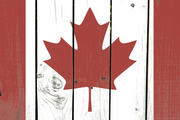 Canada flag on wooden background