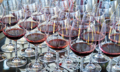 Glasses of wine on the table