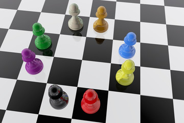Chess pawns of different colors - 69091819