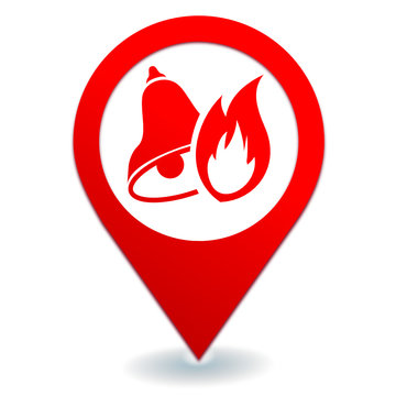 alarme incendie sur symbole localisation rouge