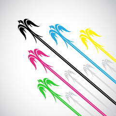 Obraz premium Vector Group of colorful swallow birds