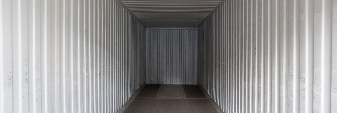 Empty cargo sea container. View from inside.