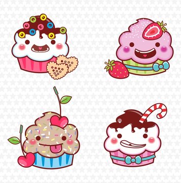 Set Desenho Cupcake kawaii