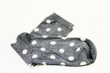 soquettes fille à pois,isolé,fond blanc