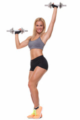 woman lifting dumbbells