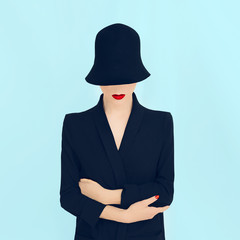 fashion portrait lady in a stylish hat