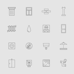 Construction and Development Line Style Vector Icon Set for