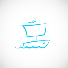Sailing Boat Hand Drawn Vector Symbol Icon or Logo Template