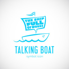 Talking Cloud and Sailing Boat Concept Vector Symbol Icon or