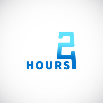 Twenty Four Hours Symbol Icon or Signboard