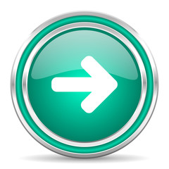 right arrow green glossy web icon