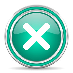 cancel green glossy web icon