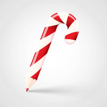 Candy Cane Pencil Abstract Vector Christmas Concept Illustration