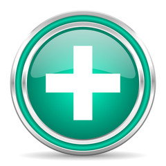 plus green glossy web icon