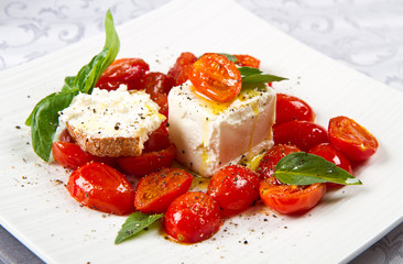 cream cheese with red fresh tomatoes