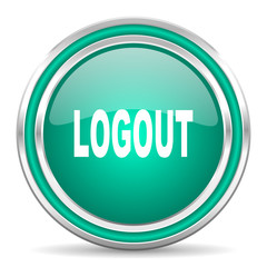 logout green glossy web icon