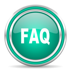faq green glossy web icon