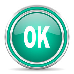 ok green glossy web icon