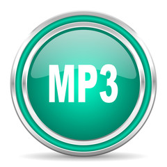 mp3 green glossy web icon
