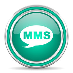 mms green glossy web icon