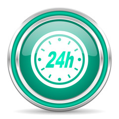 24h green glossy web icon