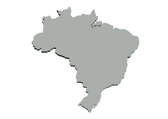 Obraz premium gri renkli brezilya haritası